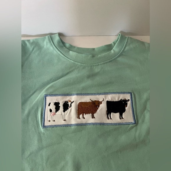 Blue cow embroidery shirt - Picture 2 of 7
